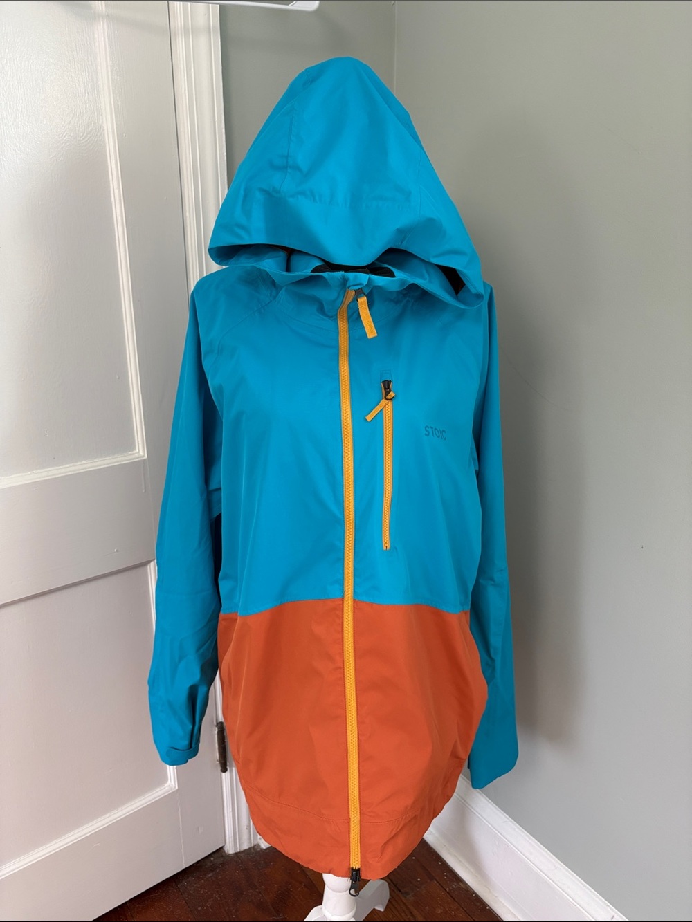 Stoic Men's Colorblock Ski Jacket Shell Blue Orange Medium